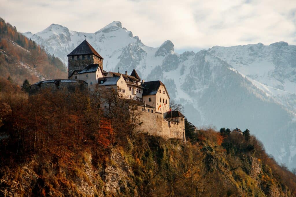 Vaduz Castle in Liechtenstein in an autumnal setting