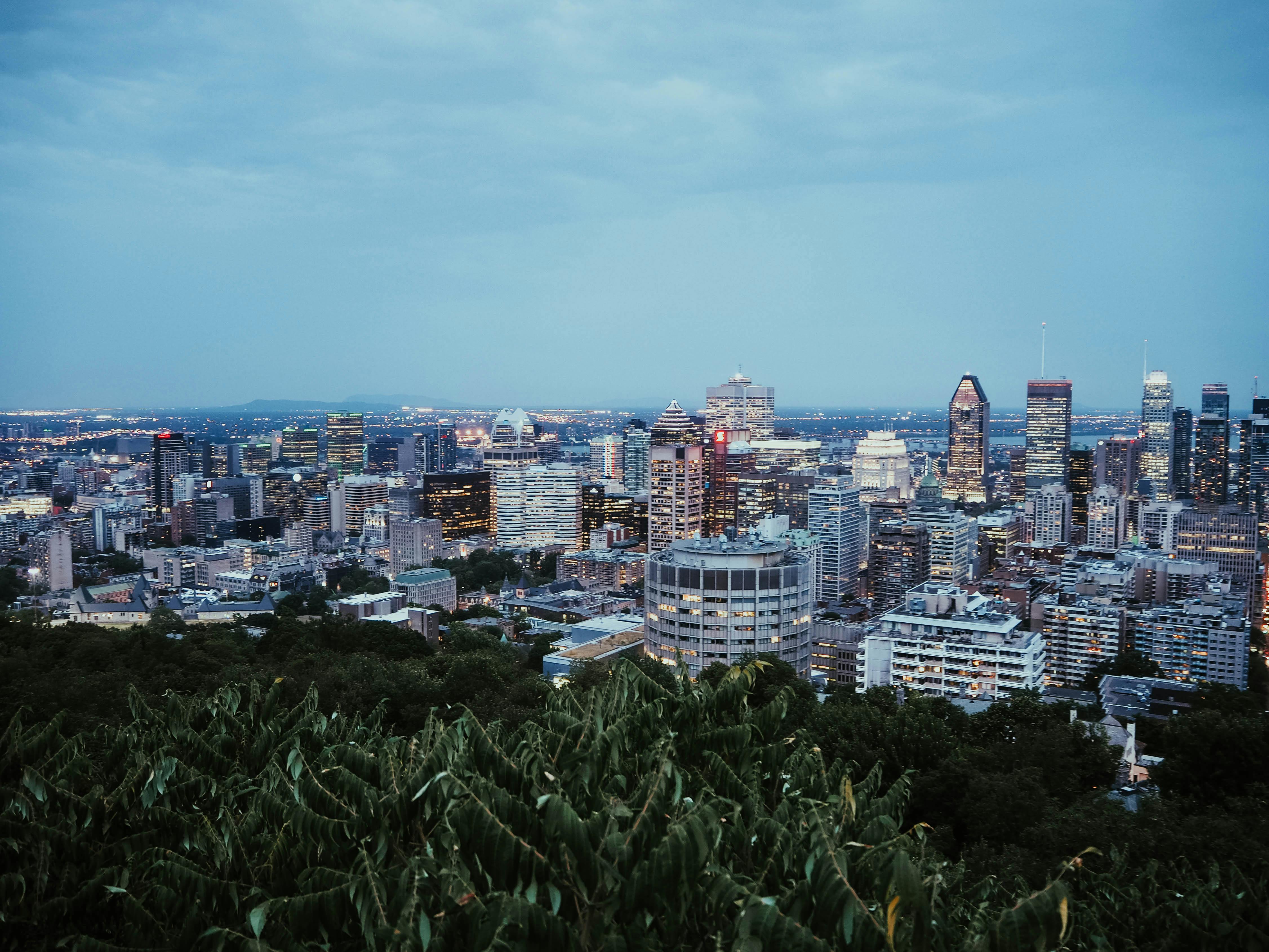 Aerial view of buildings in the city of Montreal, Quebec, Canada.